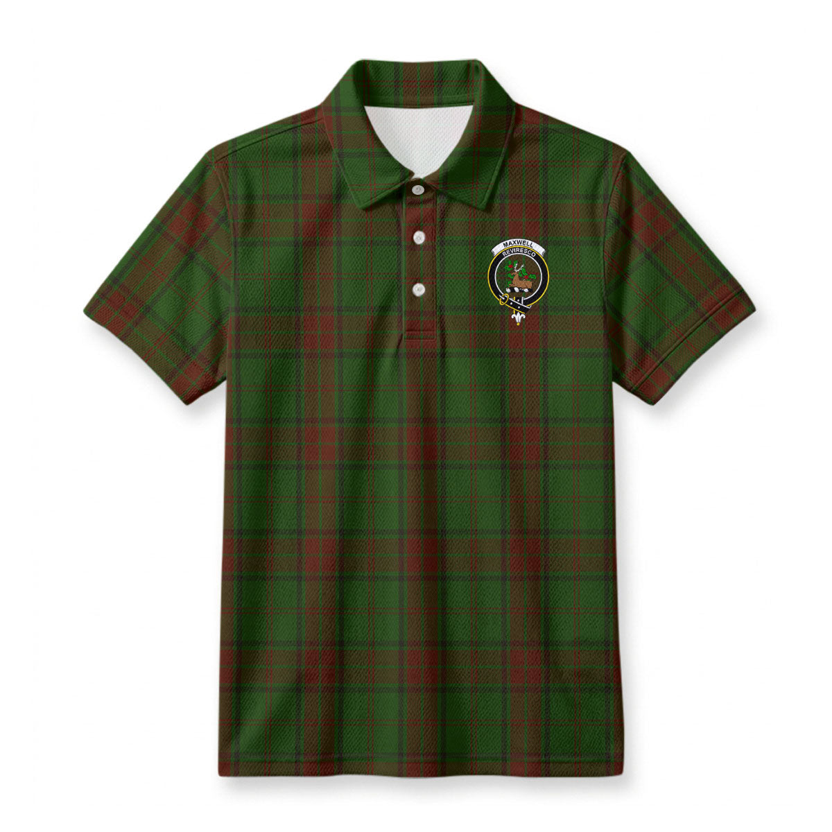 Maxwell Hunting Tartan Crest Birdseye Mesh Polo Shirt