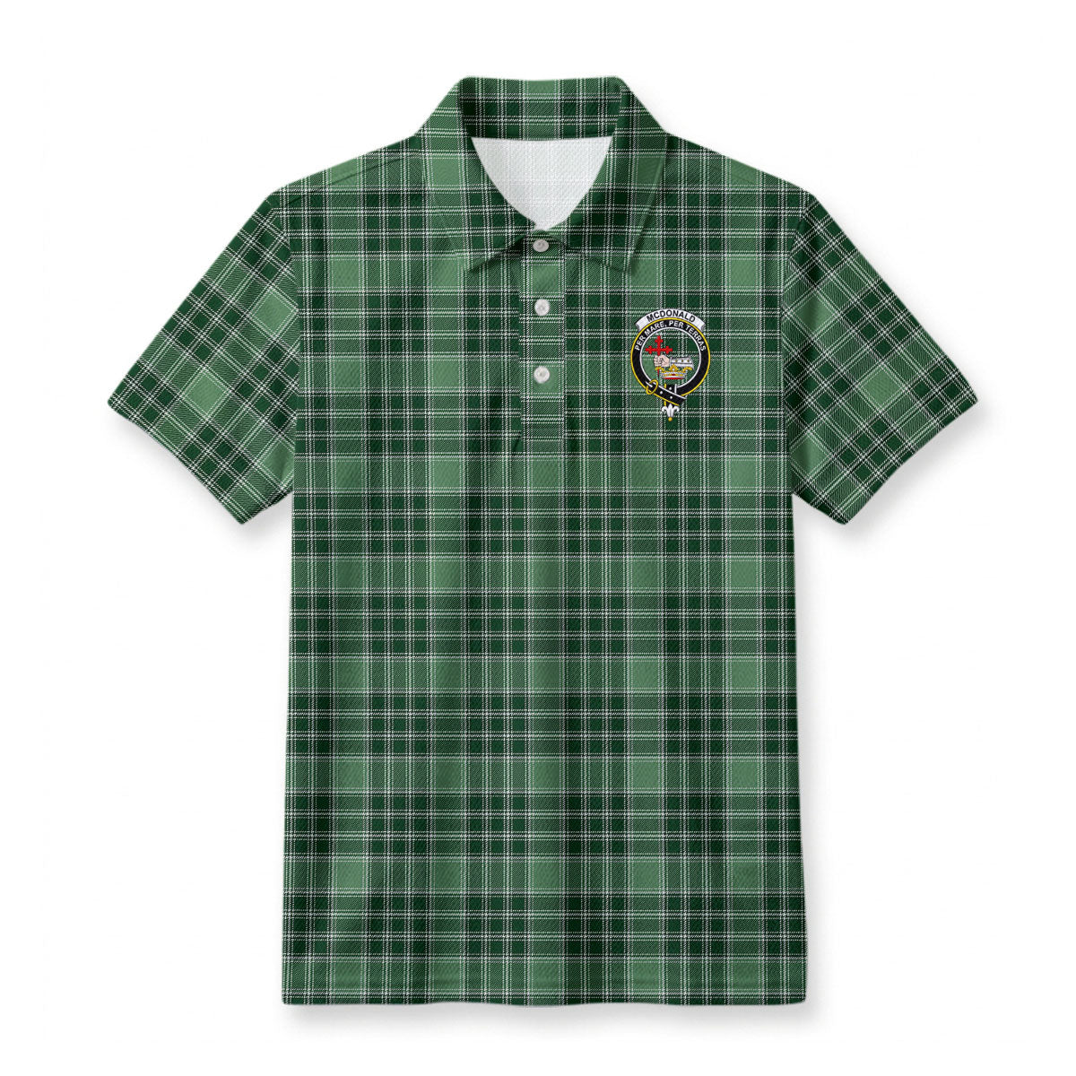 McDonald Lord of the Isles Hunting Tartan Crest Birdseye Mesh Polo Shirt