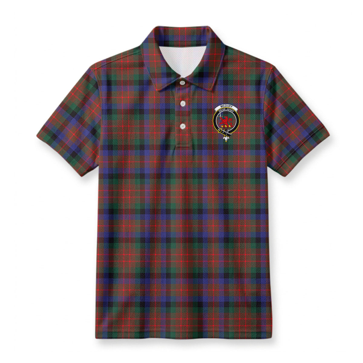 McDuff Hunting Modern Tartan Crest Birdseye Mesh Polo Shirt