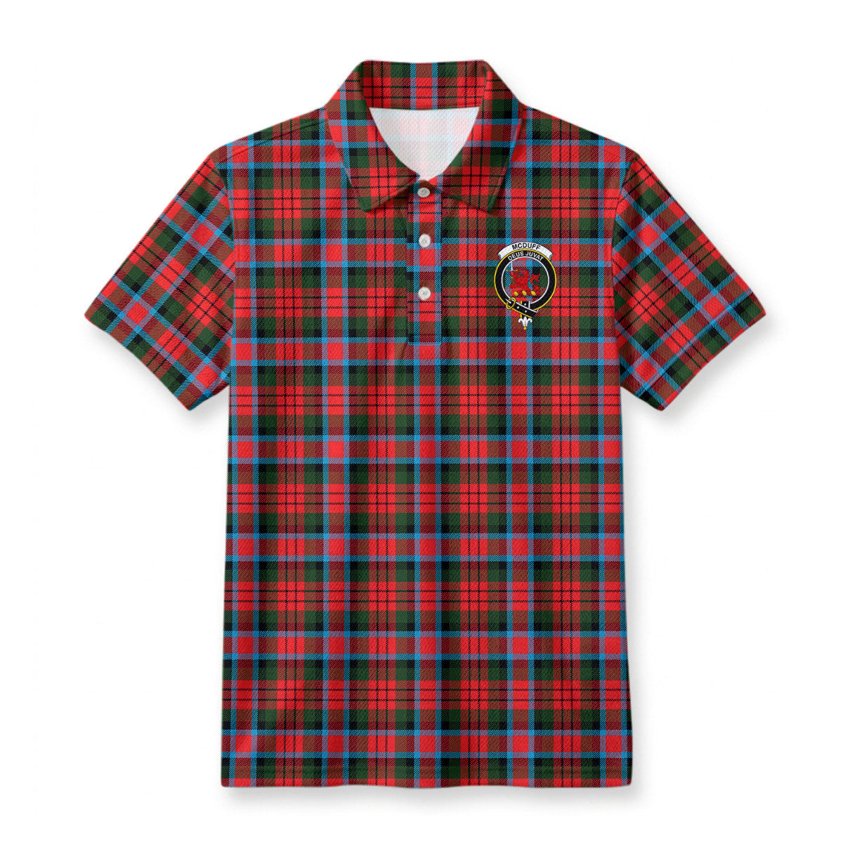 McDuff Modern Tartan Crest Birdseye Mesh Polo Shirt