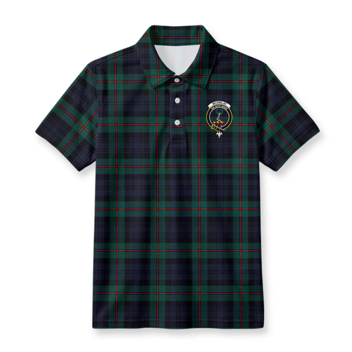 McKinlay Modern Tartan Crest Birdseye Mesh Polo Shirt
