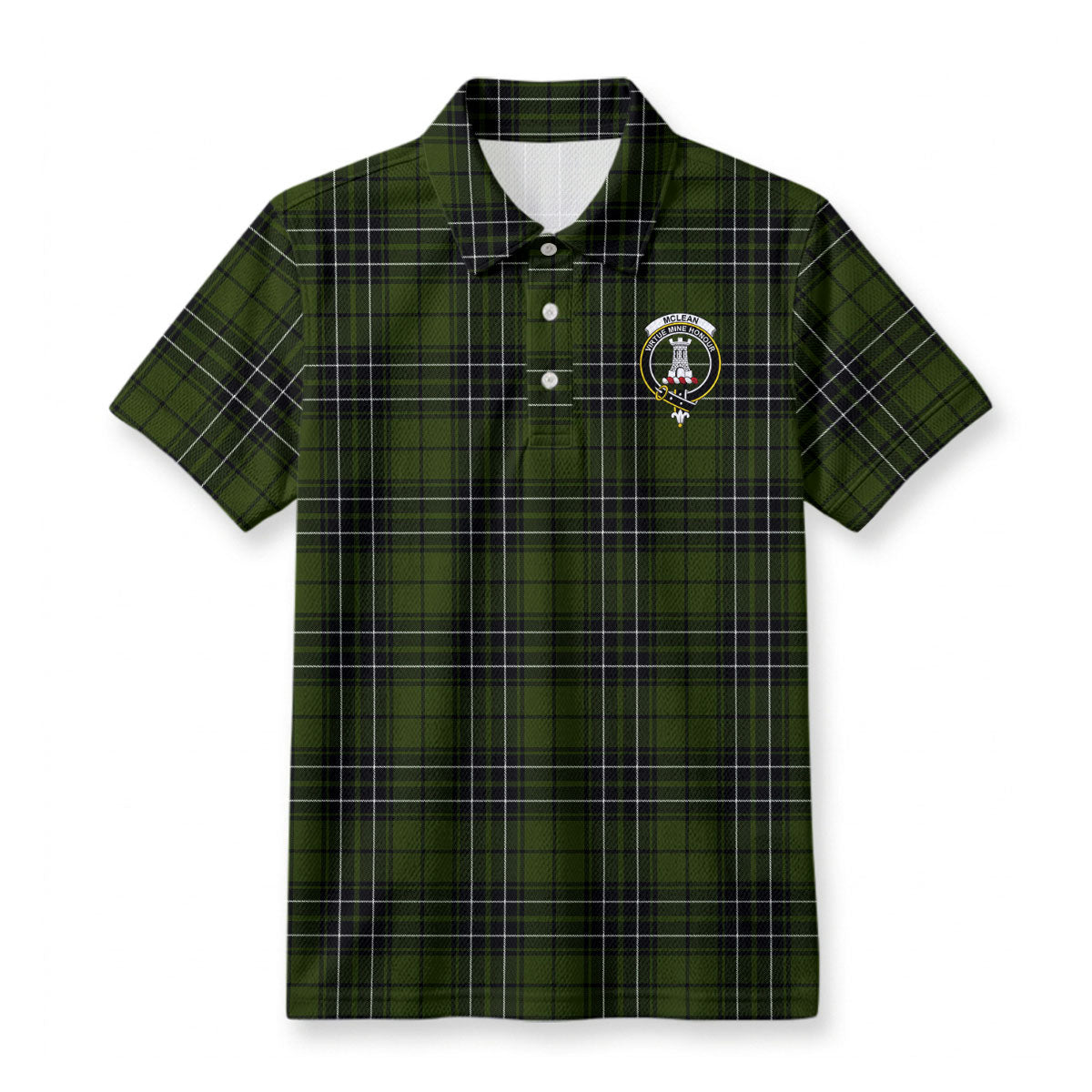 McLean Hunting Tartan Crest Birdseye Mesh Polo Shirt