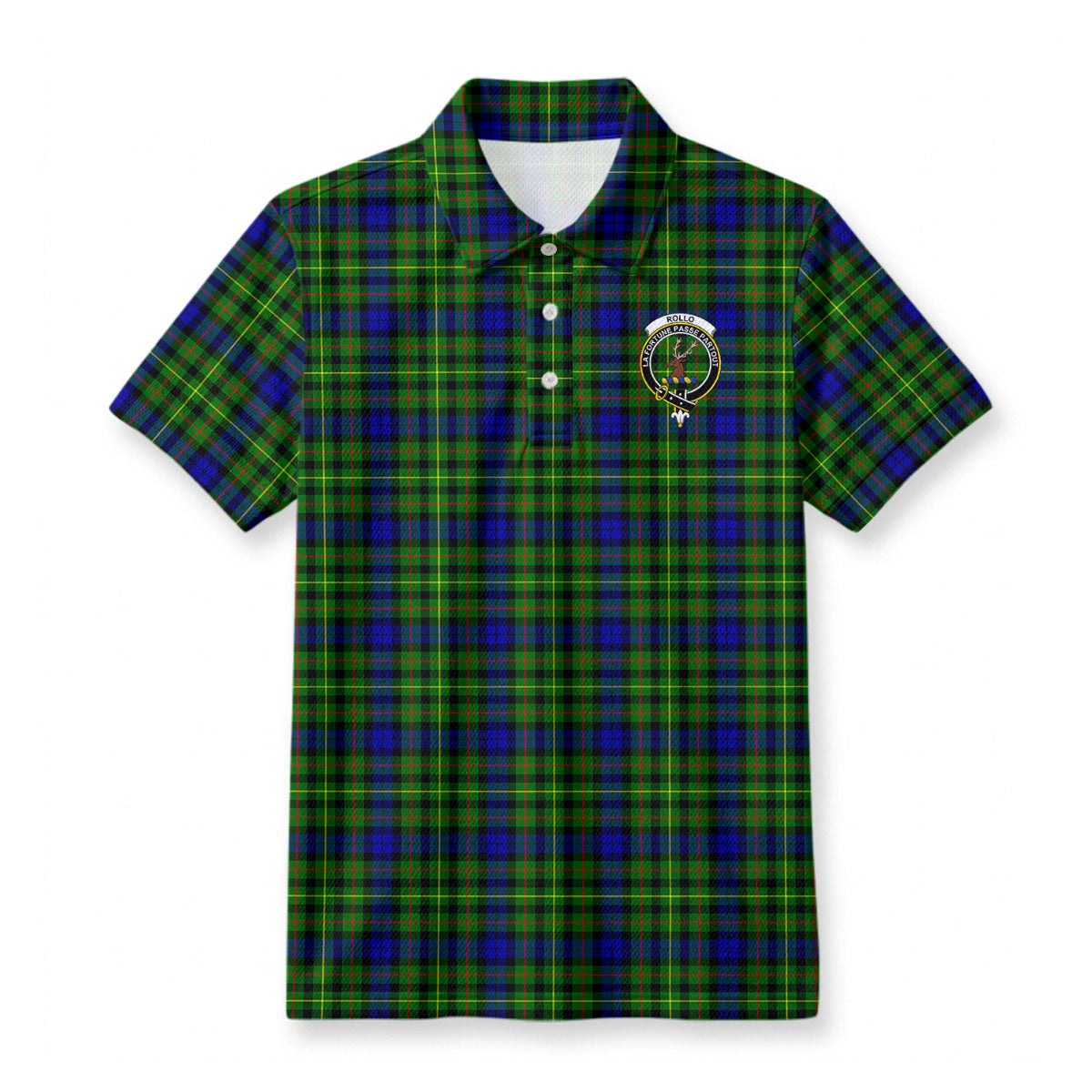 Rollo Modern Tartan Crest Birdseye Mesh Polo Shirt