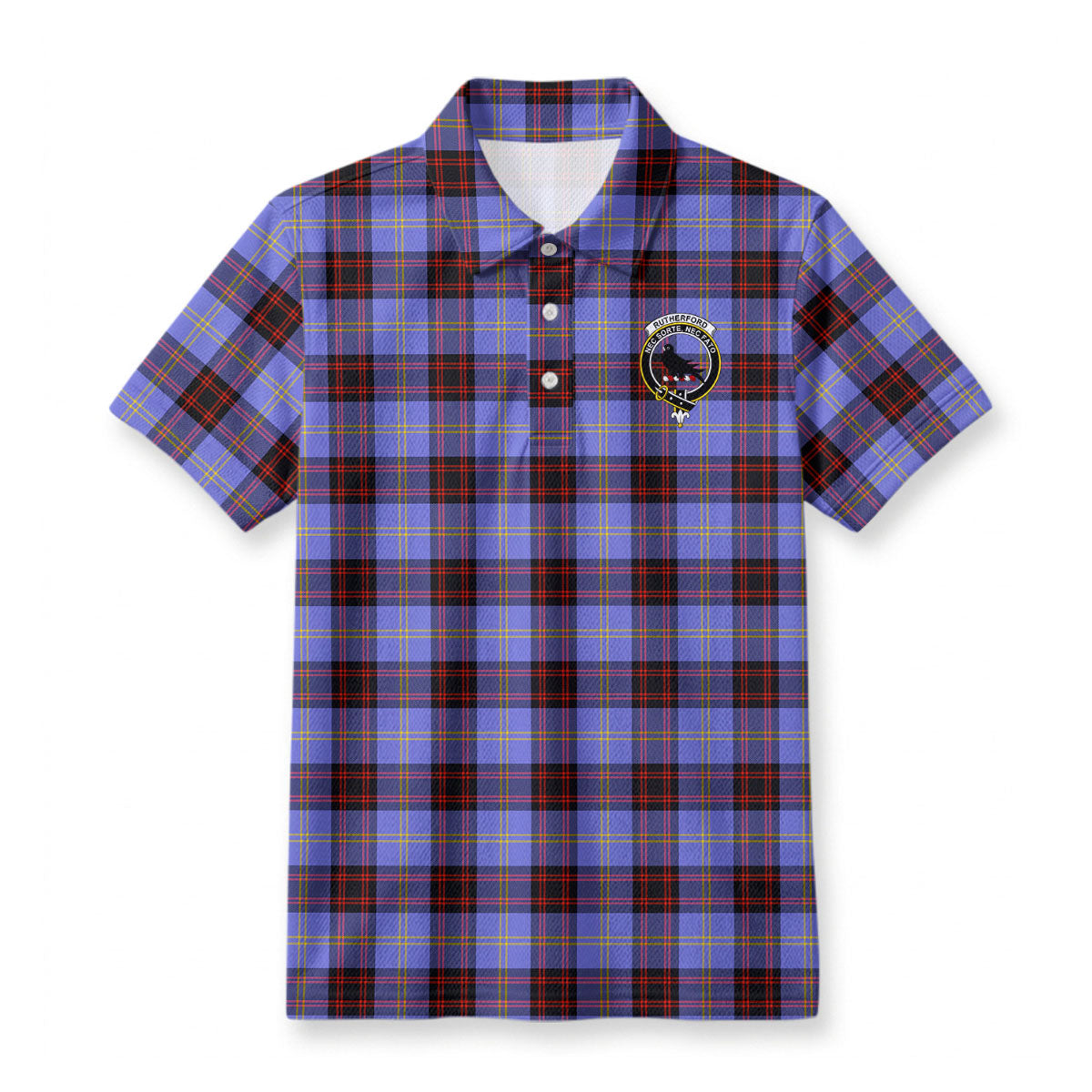 Rutherford Tartan Crest Birdseye Mesh Polo Shirt