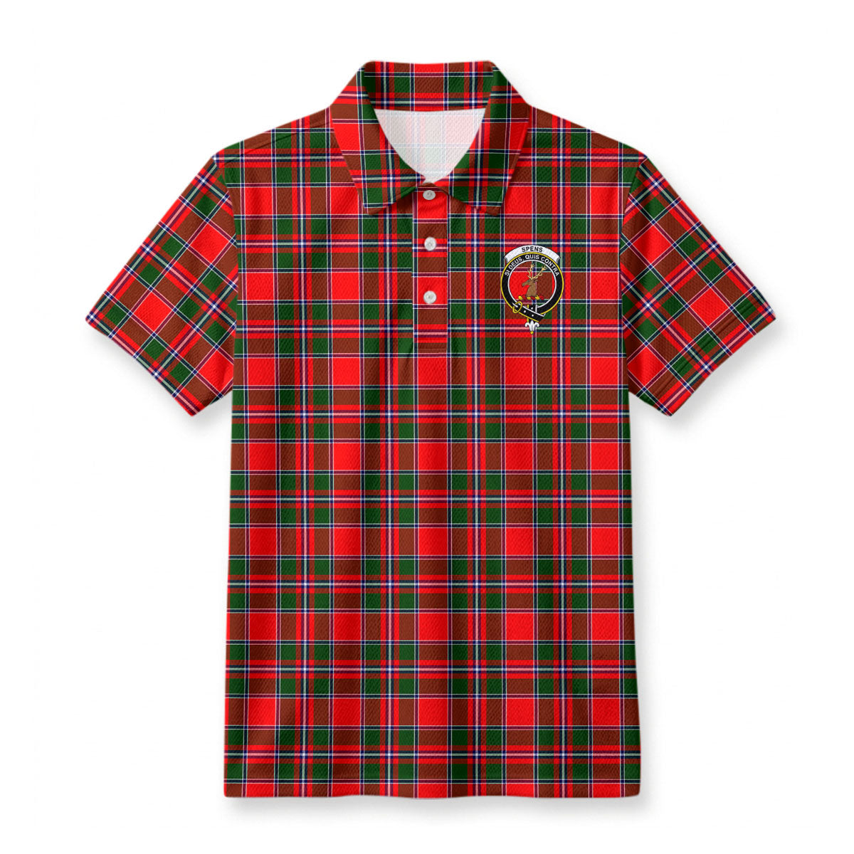 Spens (or Spence) Tartan Crest Birdseye Mesh Polo Shirt