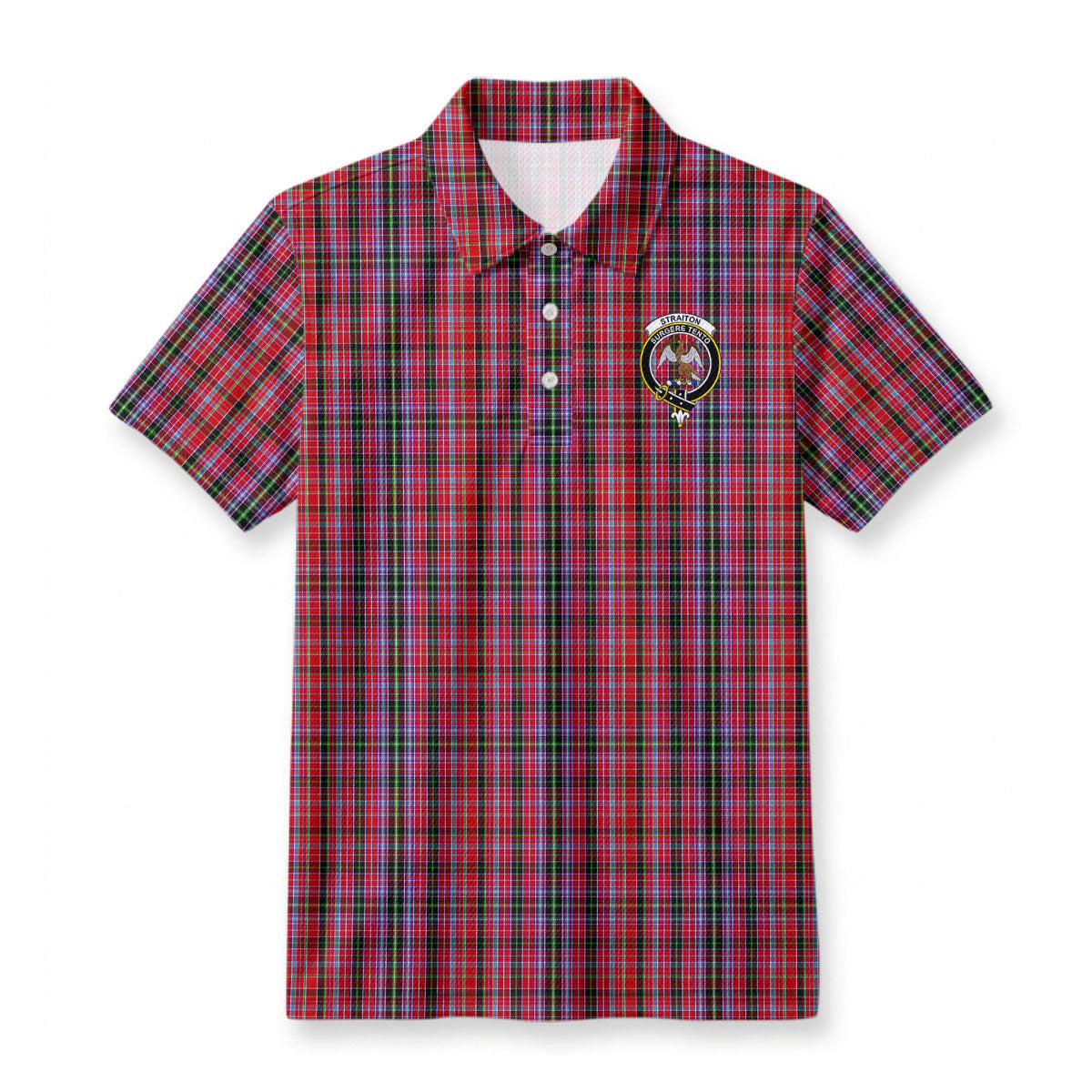 Straiton Tartan Crest Birdseye Mesh Polo Shirt