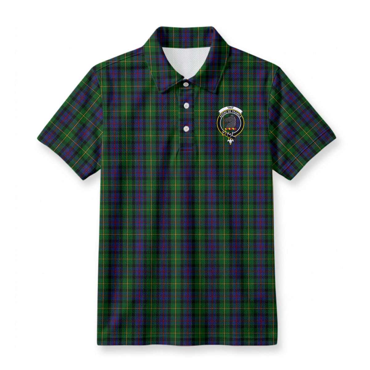 Tait Tartan Crest Birdseye Mesh Polo Shirt