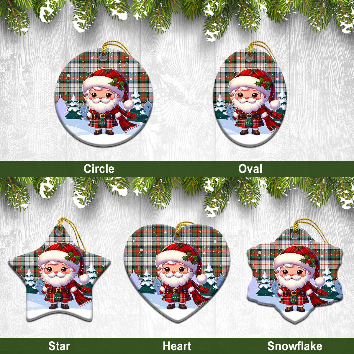 McDuff Dress Ancient Tartan Christmas Ceramic Ornament - Santa Claus In Kilt Style