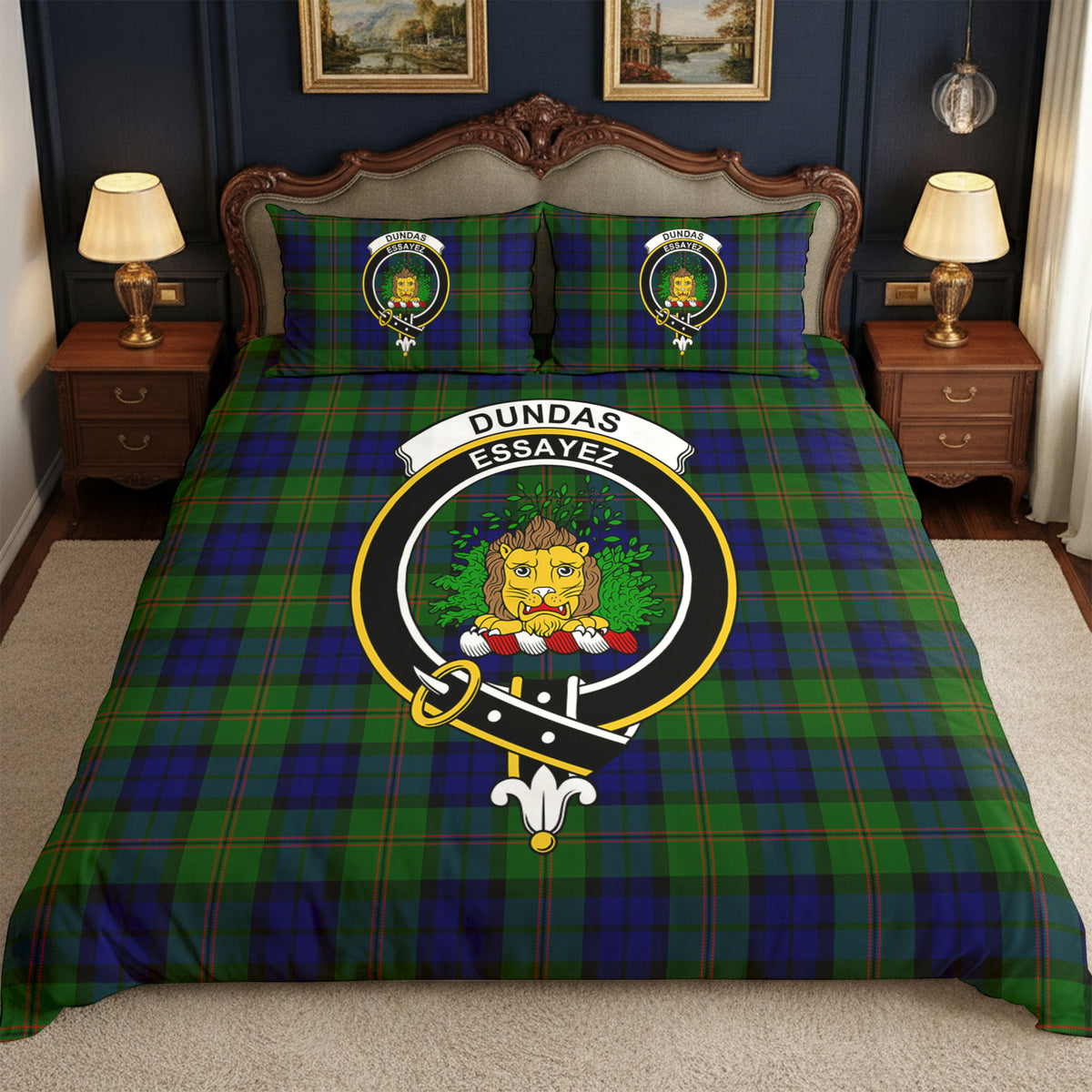 Dundas Modern Tartan Crest Bedding Set