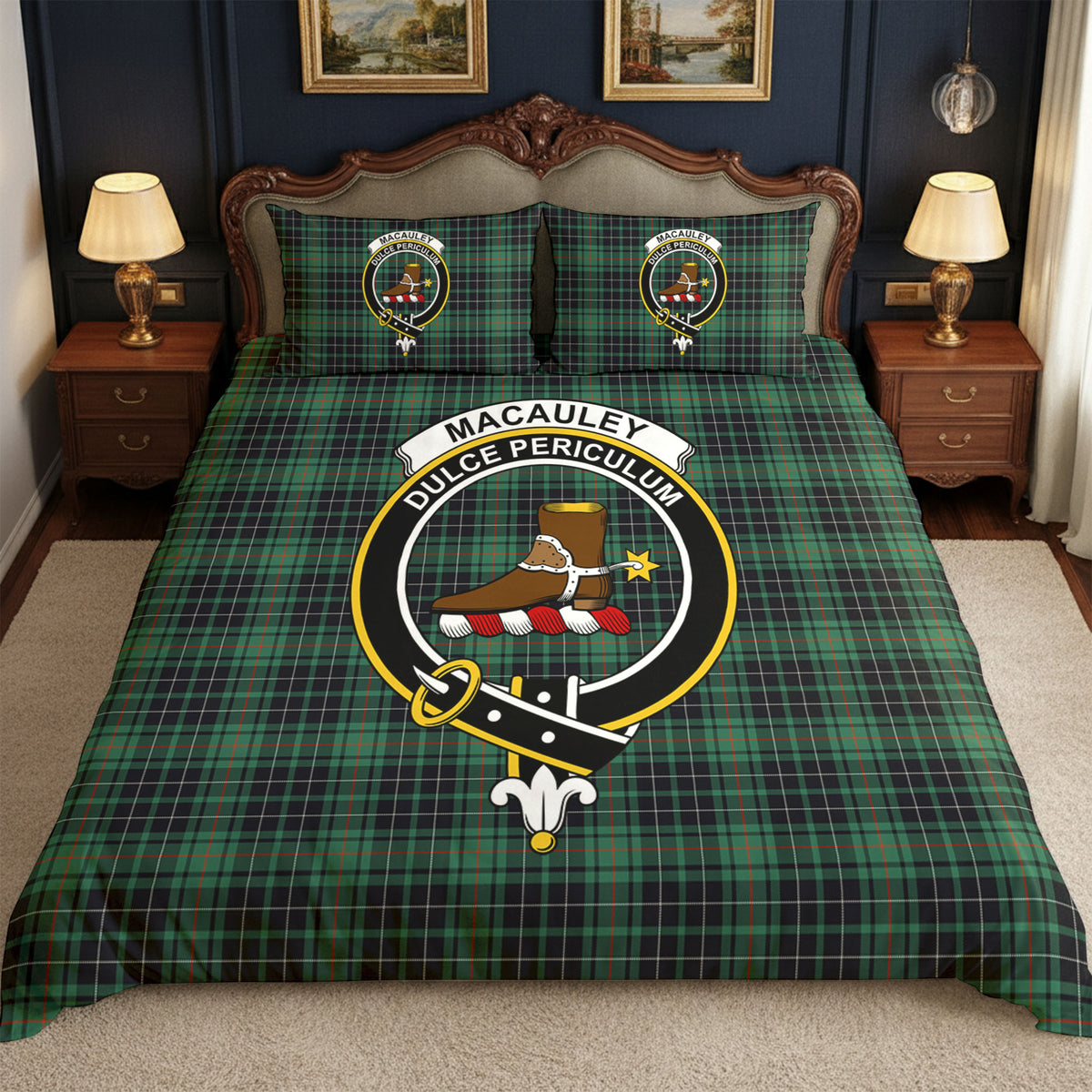 MacAuley Hunting Ancient Tartan Crest Bedding Set
