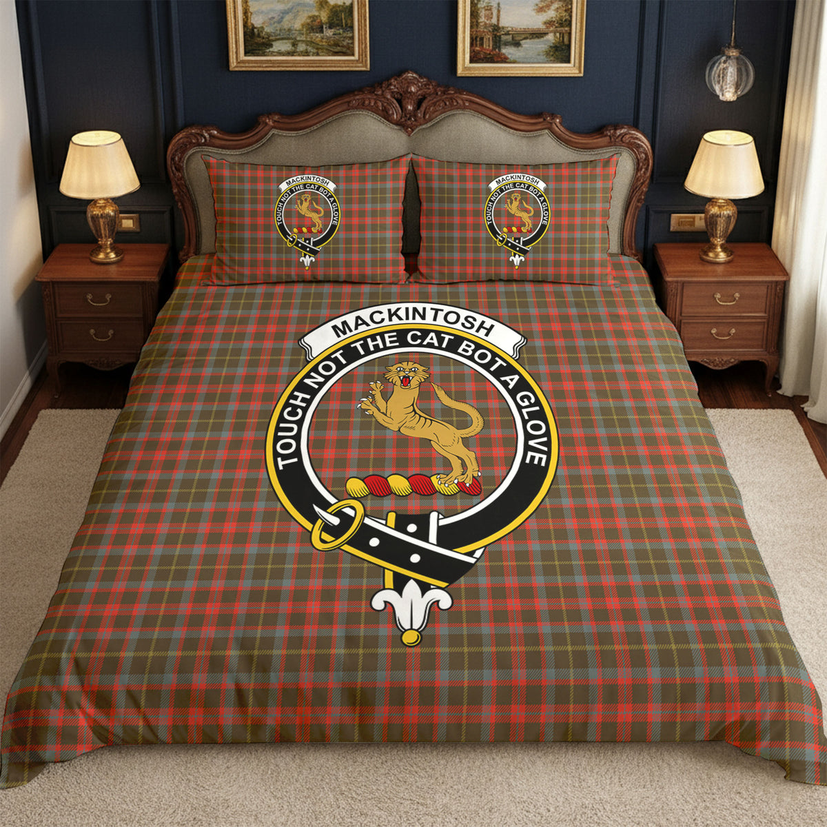 MacKintosh Hunting Weathered Tartan Crest Bedding Set