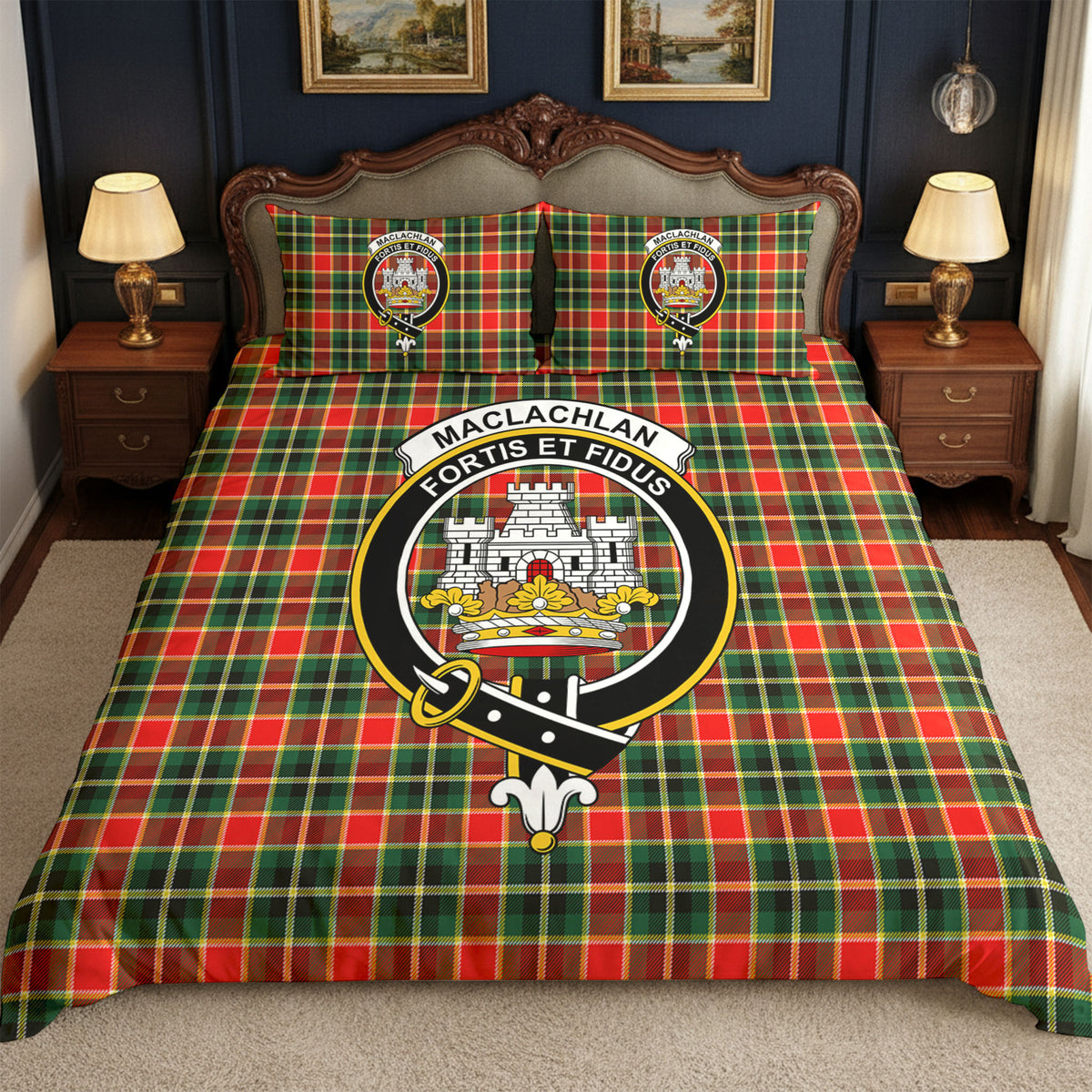 MacLachlan Hunting Modern Tartan Crest Bedding Set