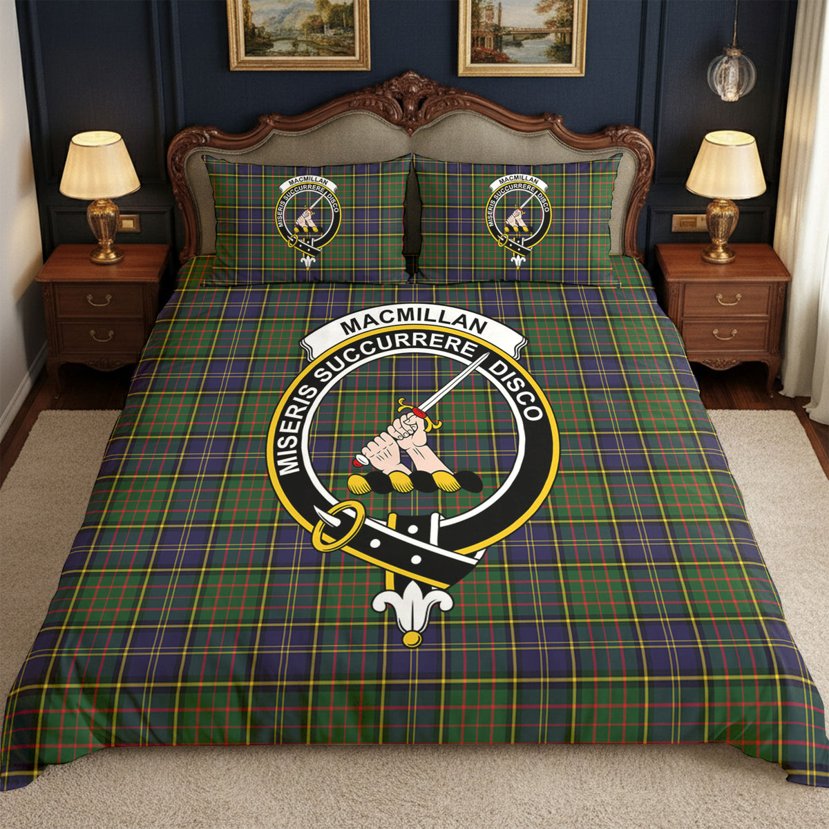 MacMillan Hunting Modern Tartan Crest Bedding Set