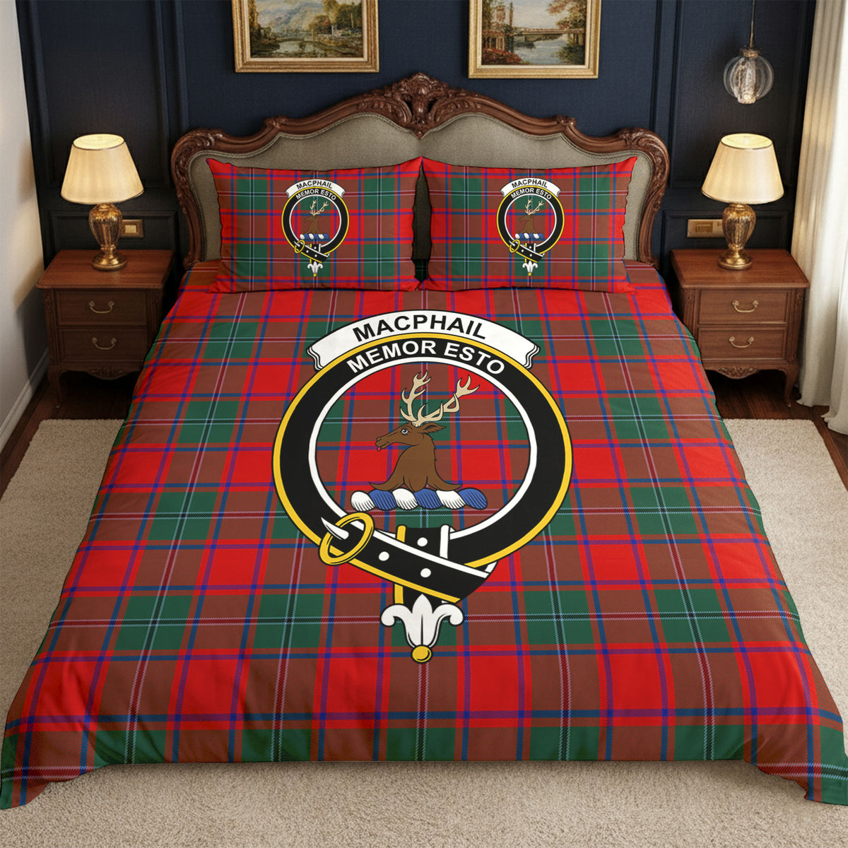 MacPhail Clan Tartan Crest Bedding Set
