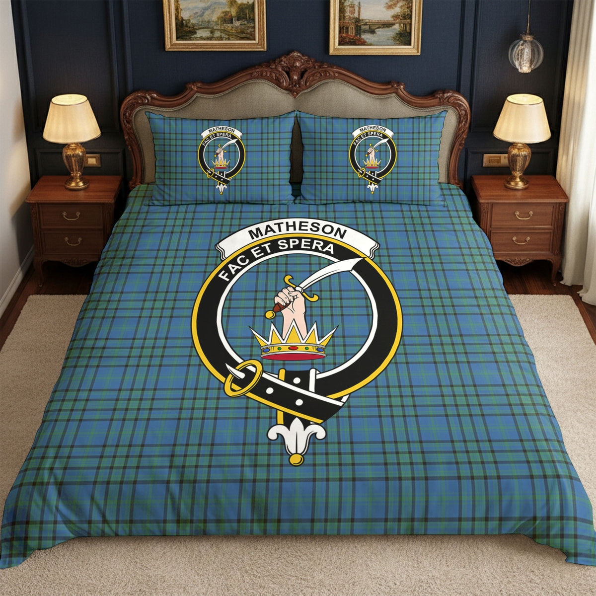 Matheson Hunting Ancient Tartan Crest Bedding Set