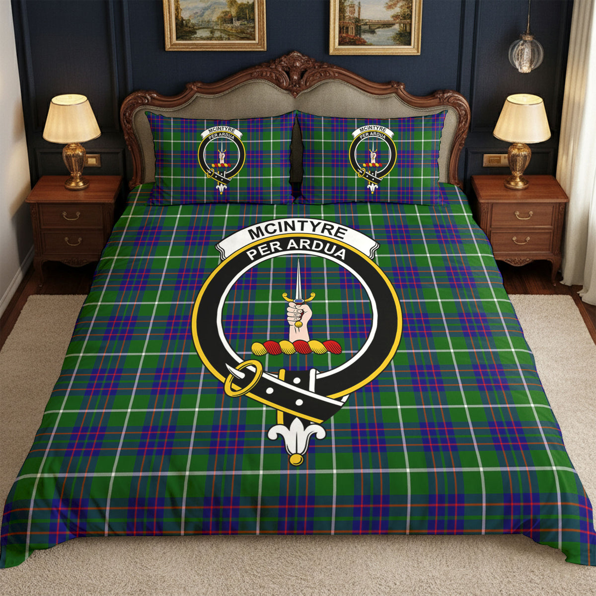 McIntyre Hunting Modern Tartan Crest Bedding Set