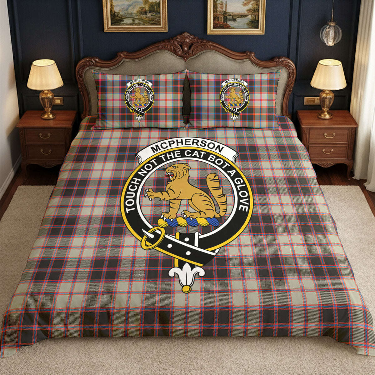 McPherson Hunting Ancient Tartan Crest Bedding Set