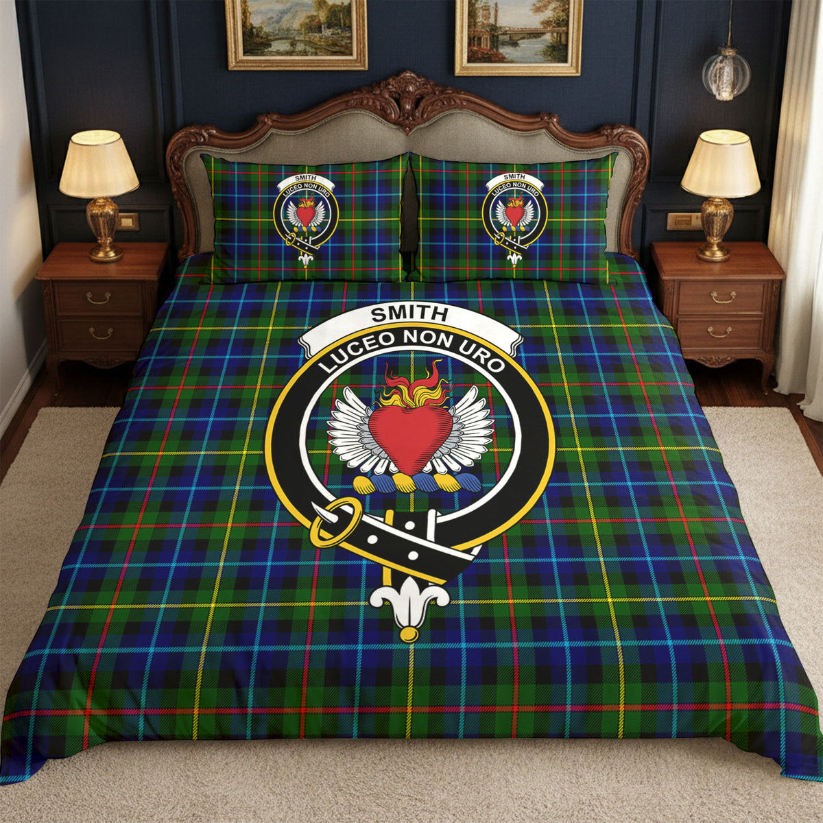 Smith Modern Tartan Crest Bedding Set