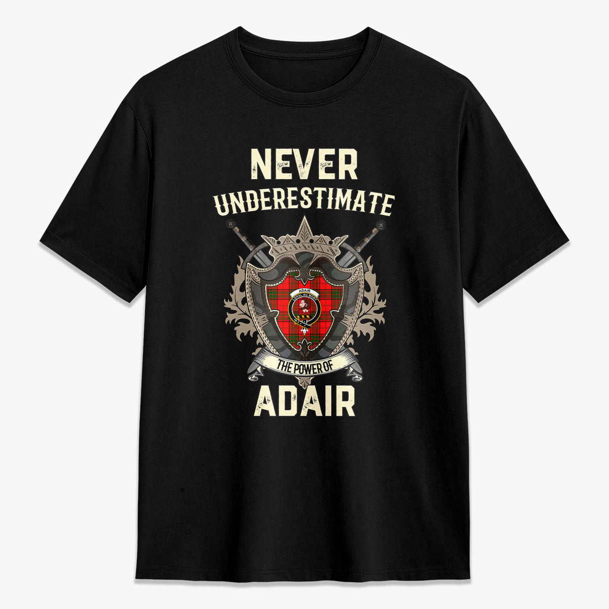 Adair Modern Tartan Crest 2D T-shirt - Never Underestimate Style