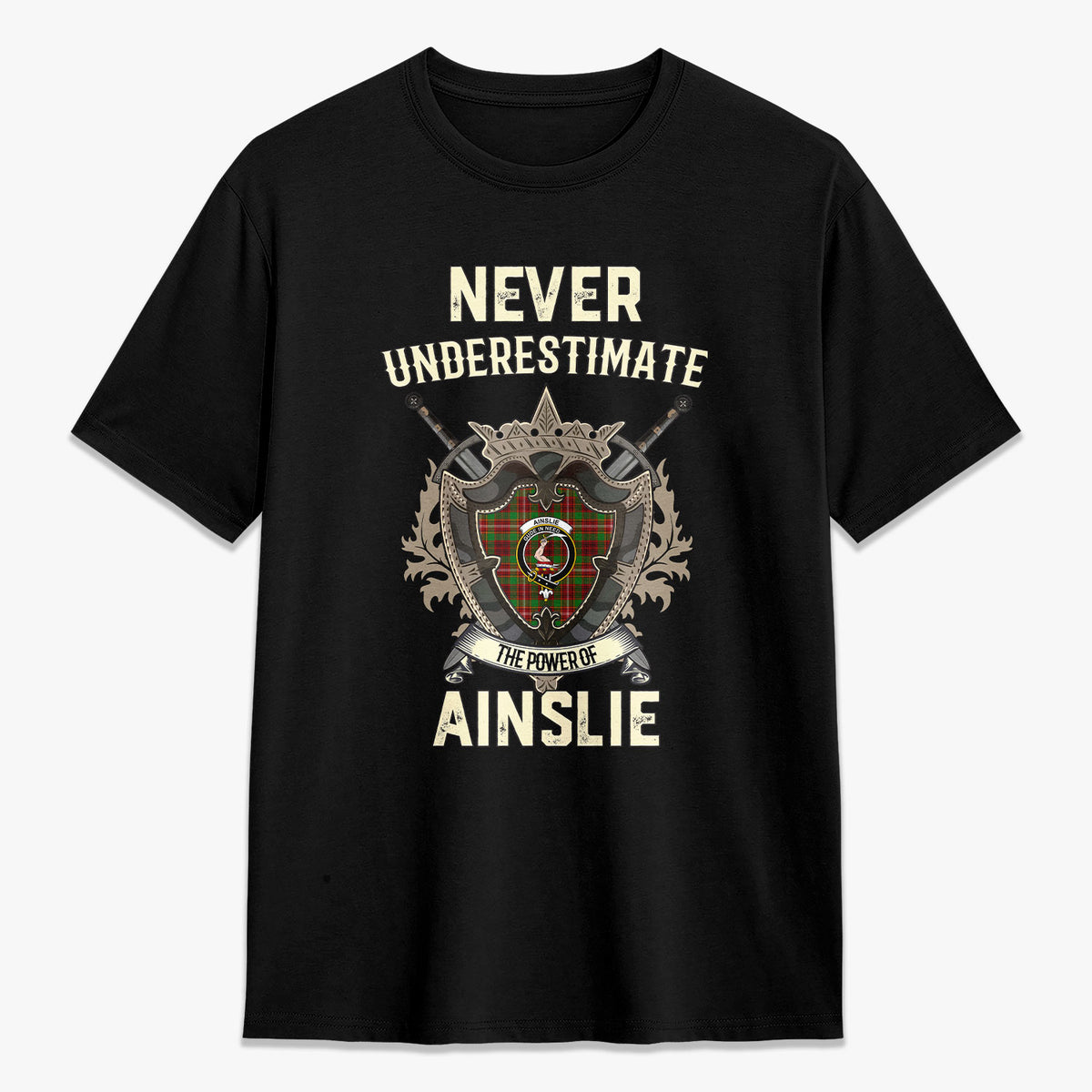 Ainslie Tartan Crest 2D T-shirt - Never Underestimate Style
