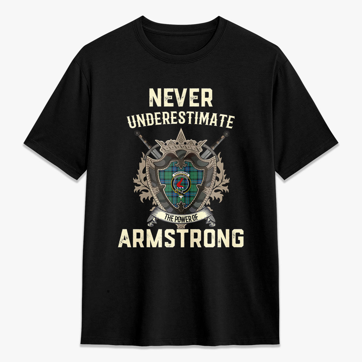 Armstrong Ancient Tartan Crest 2D T-shirt - Never Underestimate Style