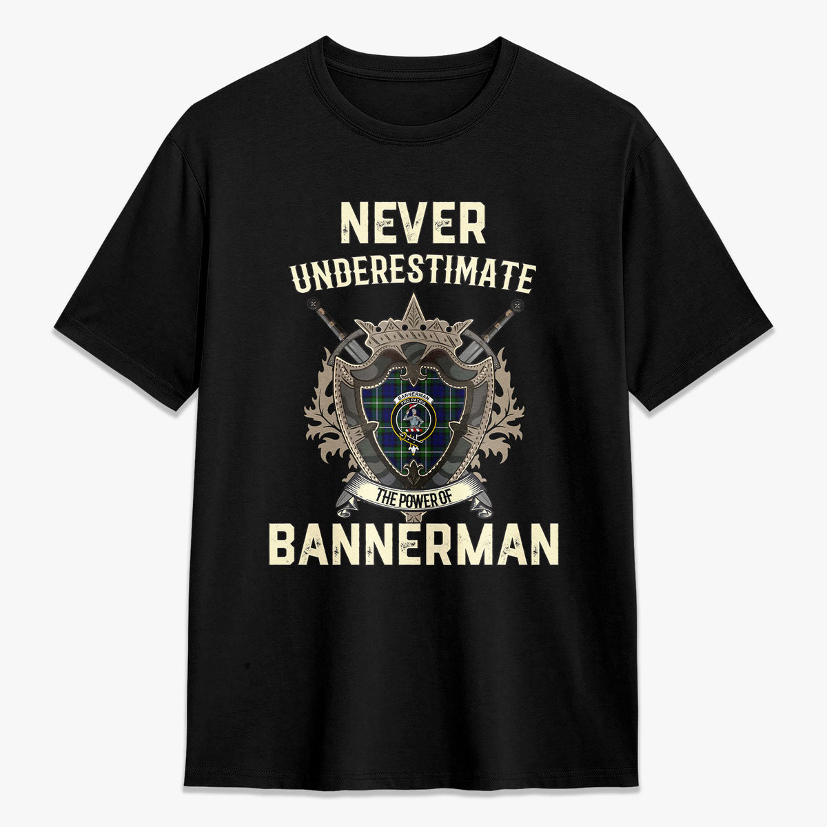 Bannerman Tartan Crest 2D T-shirt - Never Underestimate Style