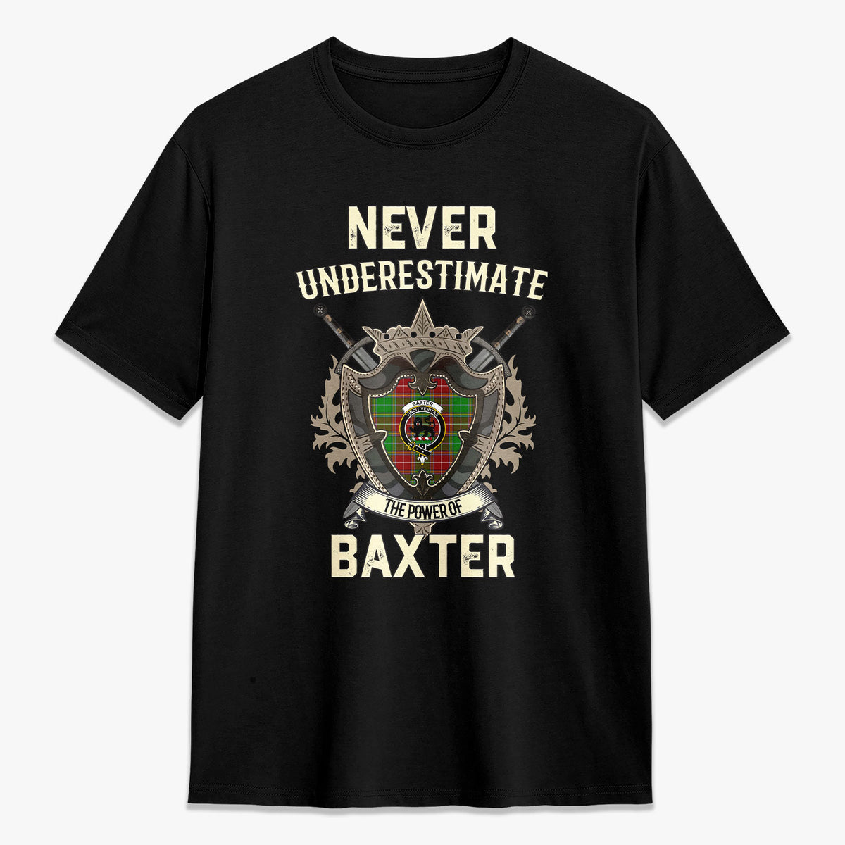 Baxter Modern Tartan Crest 2D T-shirt - Never Underestimate Style