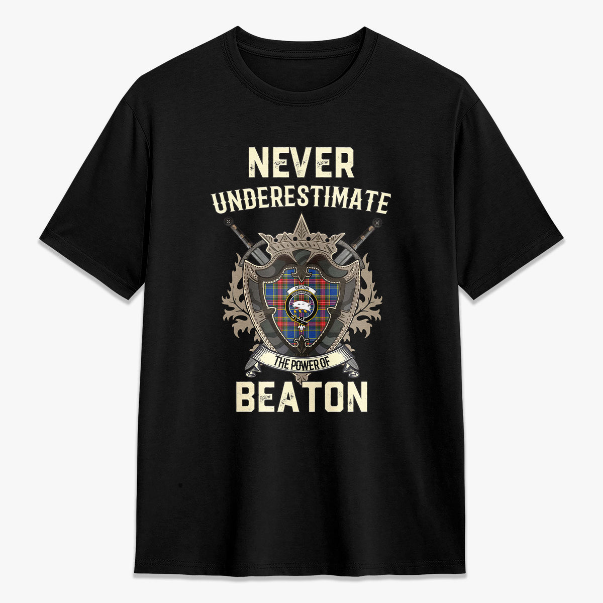 Beaton Modern Tartan Crest 2D T-shirt - Never Underestimate Style