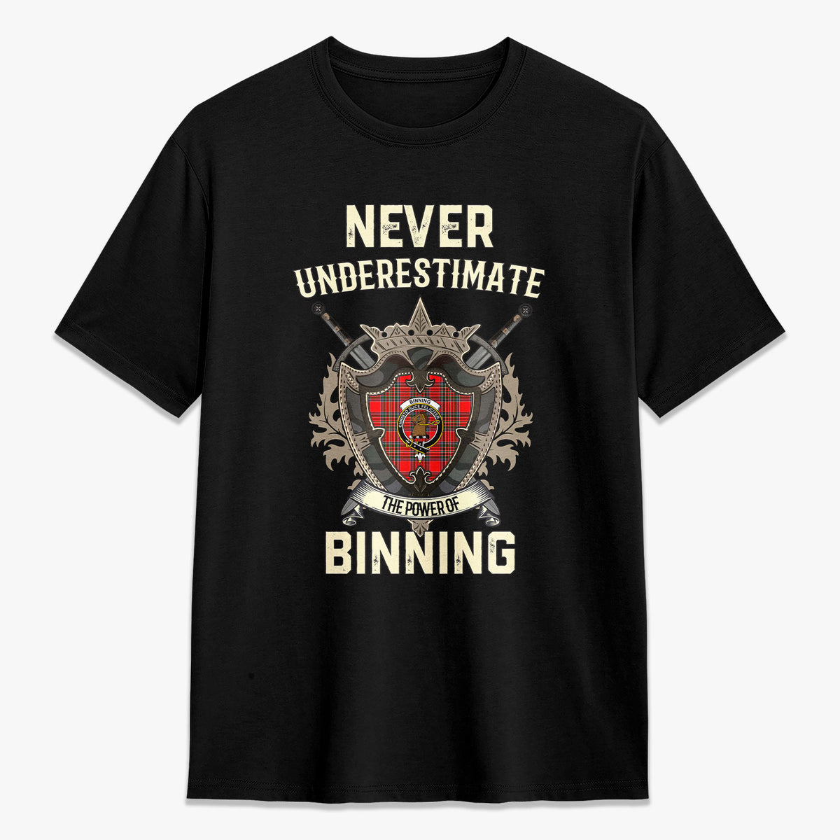 Binning (of Wallifoord) Tartan Crest 2D T-shirt - Never Underestimate Style