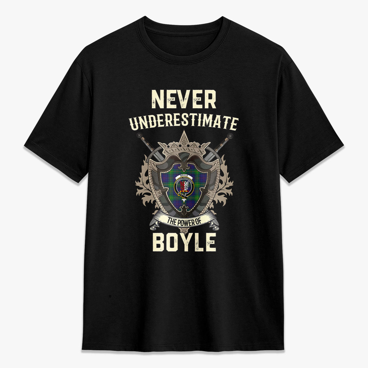 Boyle Tartan Crest 2D T-shirt - Never Underestimate Style