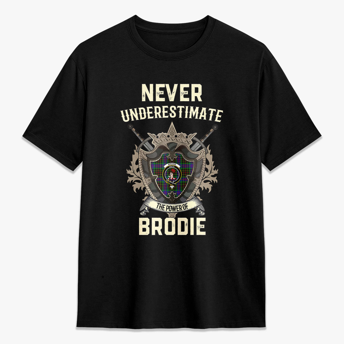 Brodie Hunting Modern Tartan Crest 2D T-shirt - Never Underestimate Style