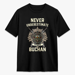 Buchan Ancient Tartan Crest 2D T-shirt - Never Underestimate Style