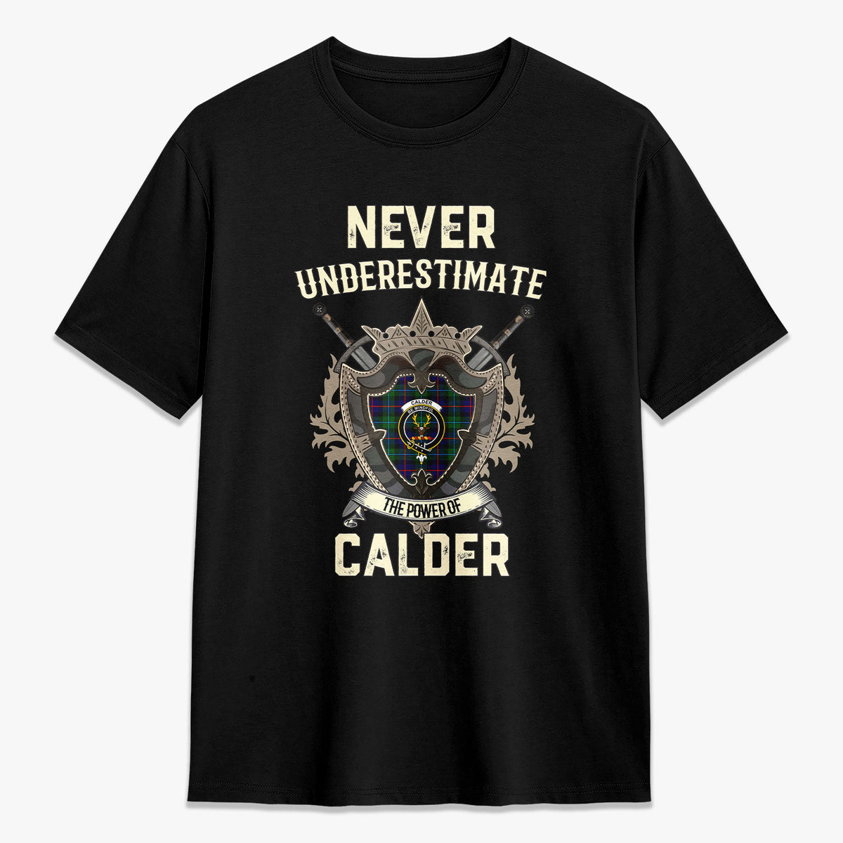 Calder Tartan Crest 2D T-shirt - Never Underestimate Style