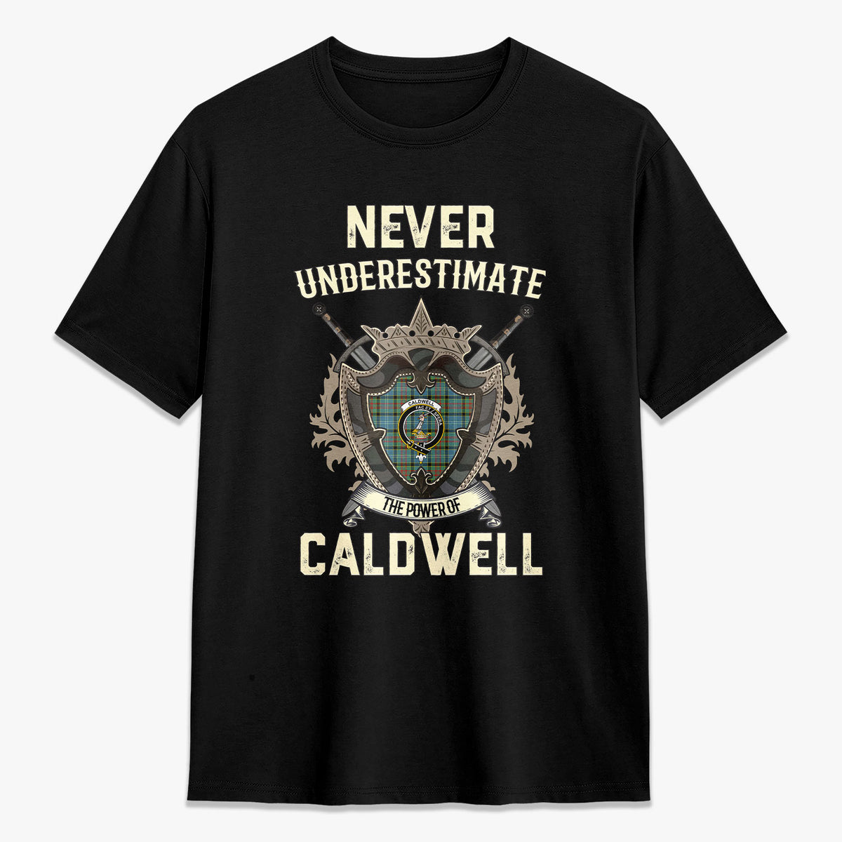 Caldwell Tartan Crest 2D T-shirt - Never Underestimate Style