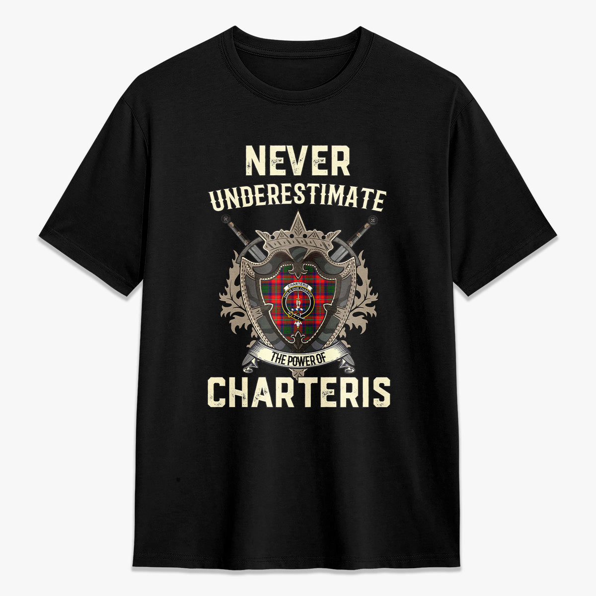 Charteris (Earl of Wemyss) Tartan Crest 2D T-shirt - Never Underestimate Style