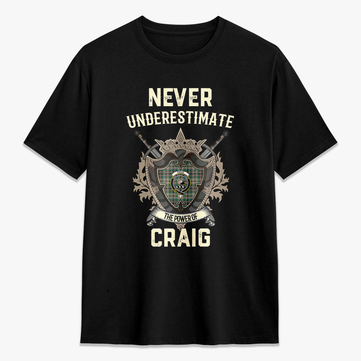 Craig Ancient Tartan Crest 2D T-shirt - Never Underestimate Style
