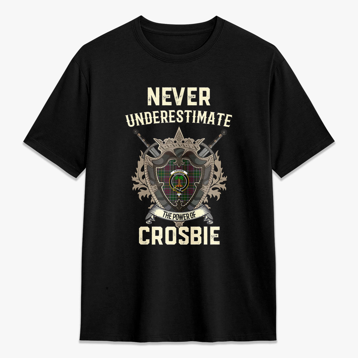 Crosbie Tartan Crest 2D T-shirt - Never Underestimate Style