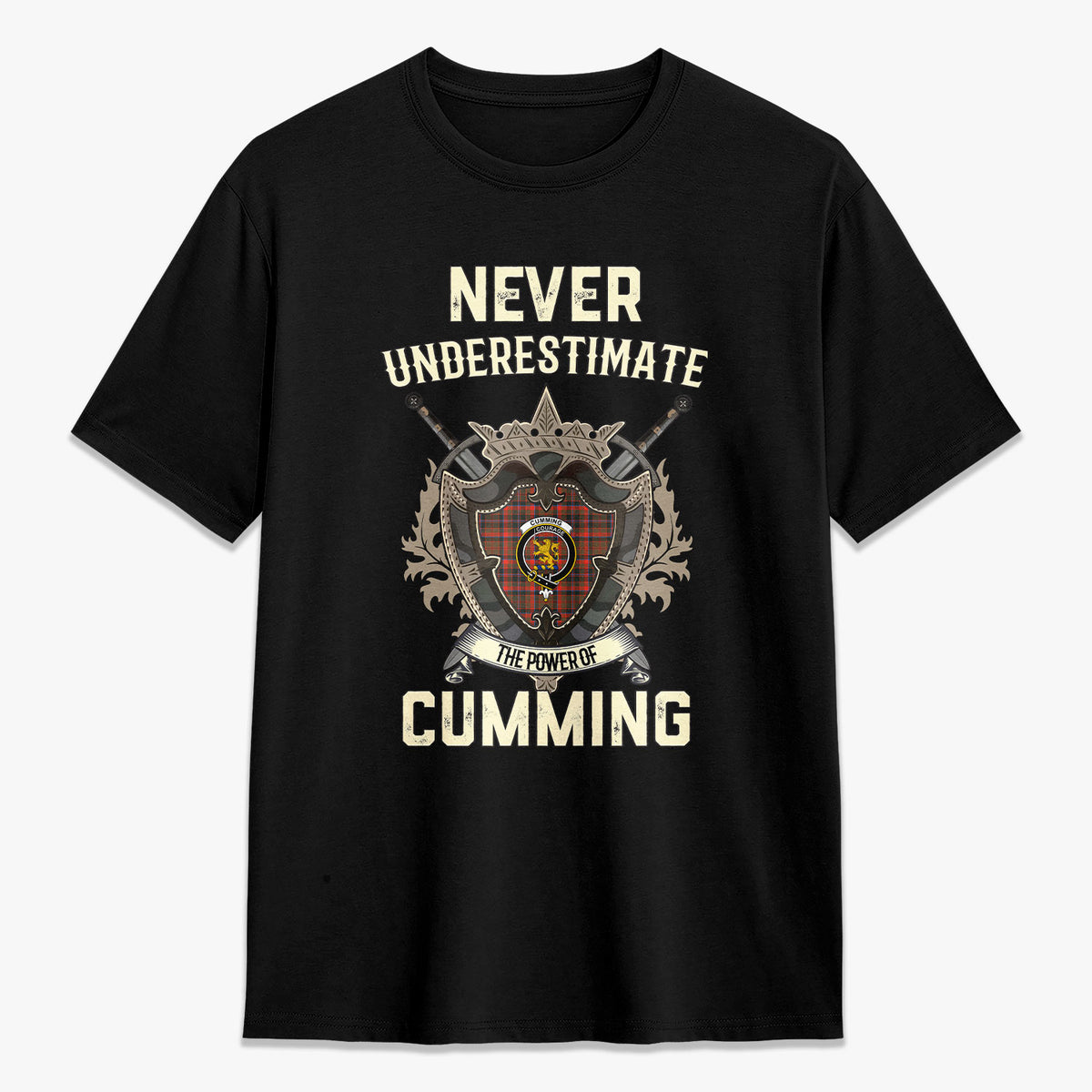 Cumming Hunting Weathered Tartan Crest 2D T-shirt - Never Underestimate Style