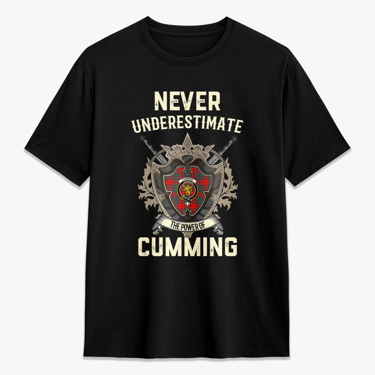 Cumming Modern Tartan Crest 2D T-shirt - Never Underestimate Style