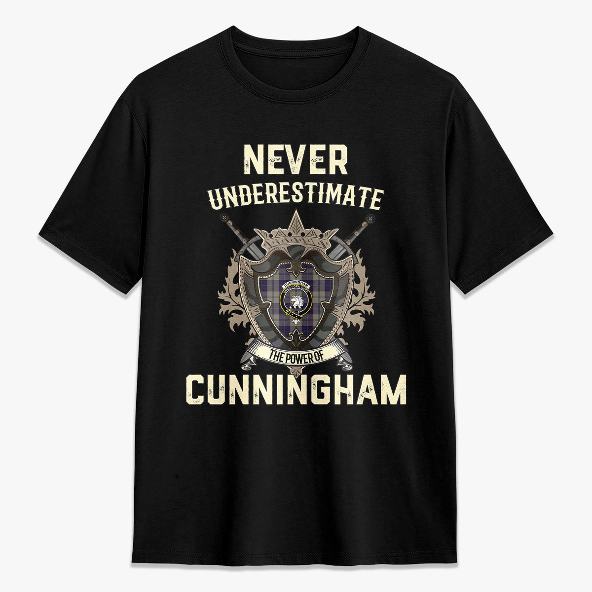 Cunningham Dress Blue Dancers Tartan Crest 2D T-shirt - Never Underestimate Style