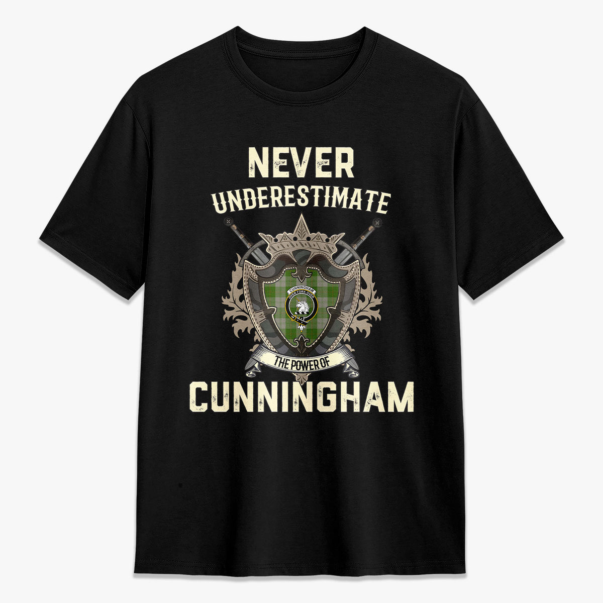 Cunningham Dress Green Dancers Tartan Crest 2D T-shirt - Never Underestimate Style