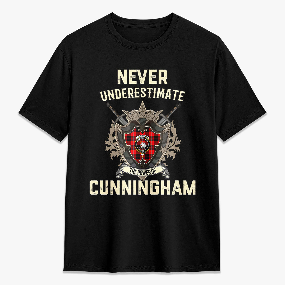 Cunningham Modern Tartan Crest 2D T-shirt - Never Underestimate Style