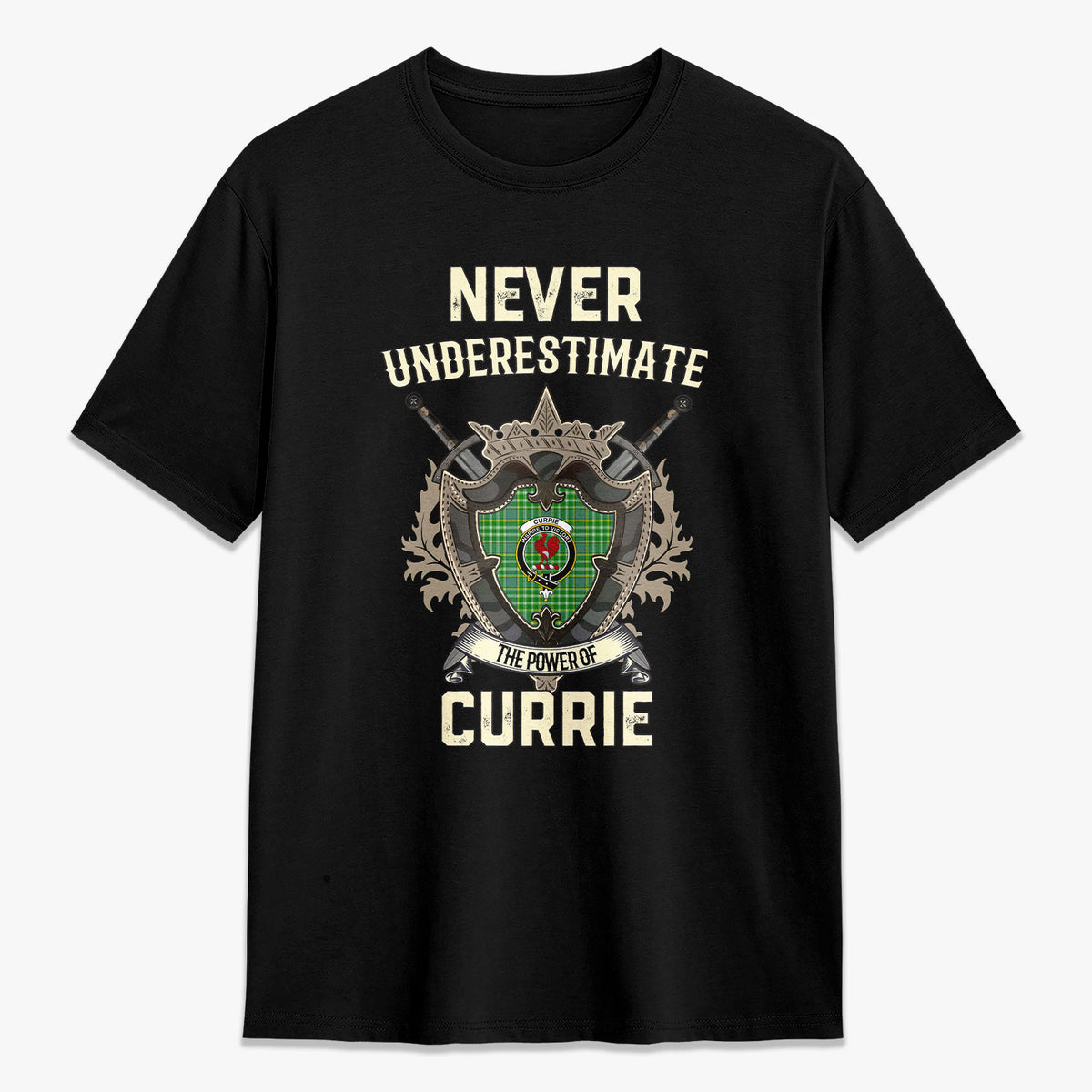 Currie Tartan Crest 2D T-shirt - Never Underestimate Style