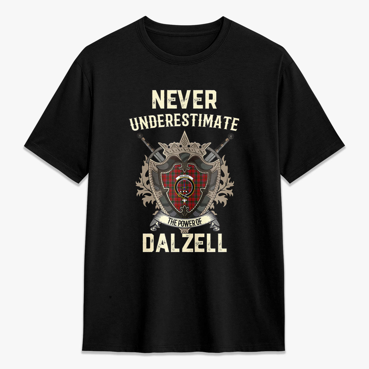 Dalzell Tartan Crest 2D T-shirt - Never Underestimate Style