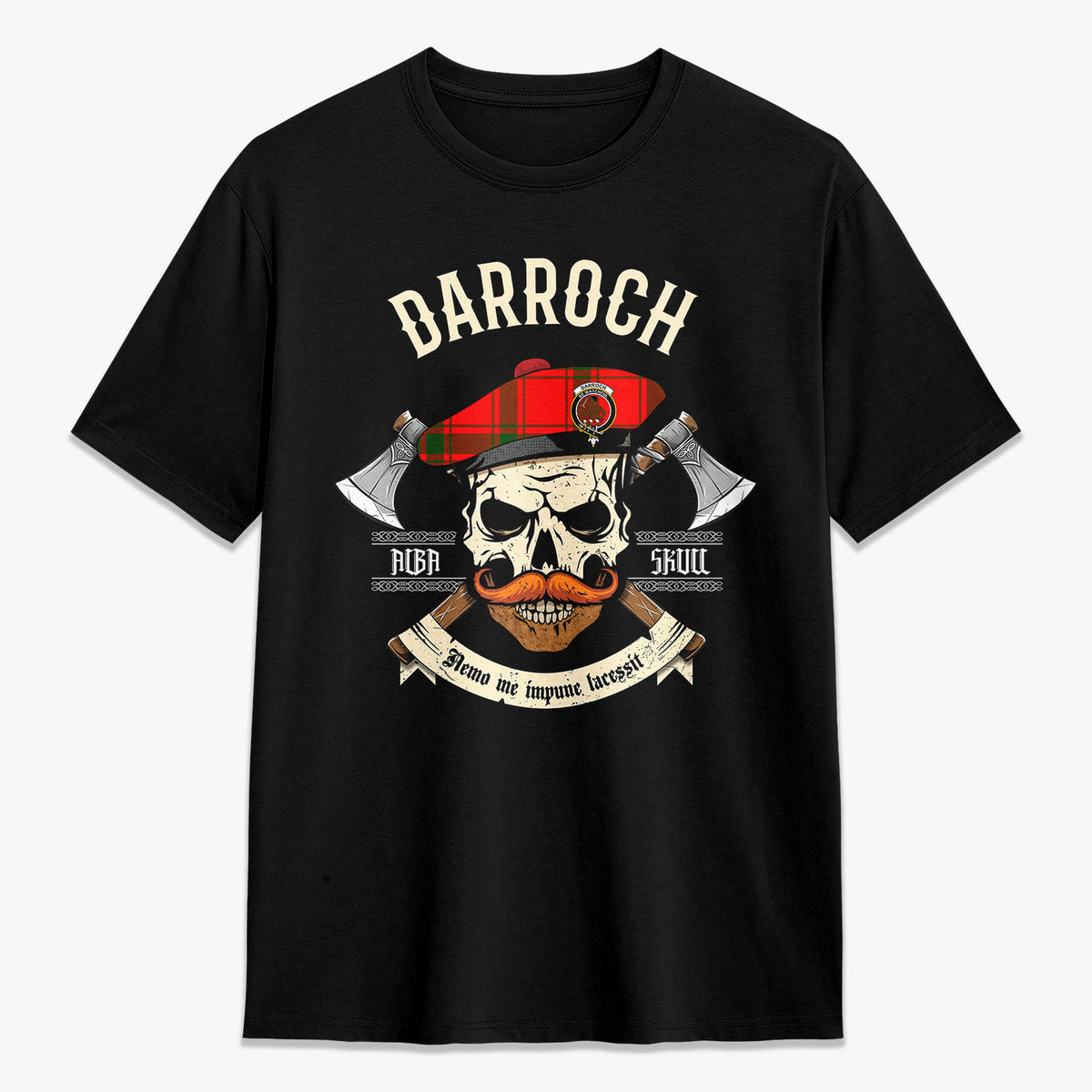Darroch (Gourock) Tartan Crest 2D T-shirt - Alba Skull Style