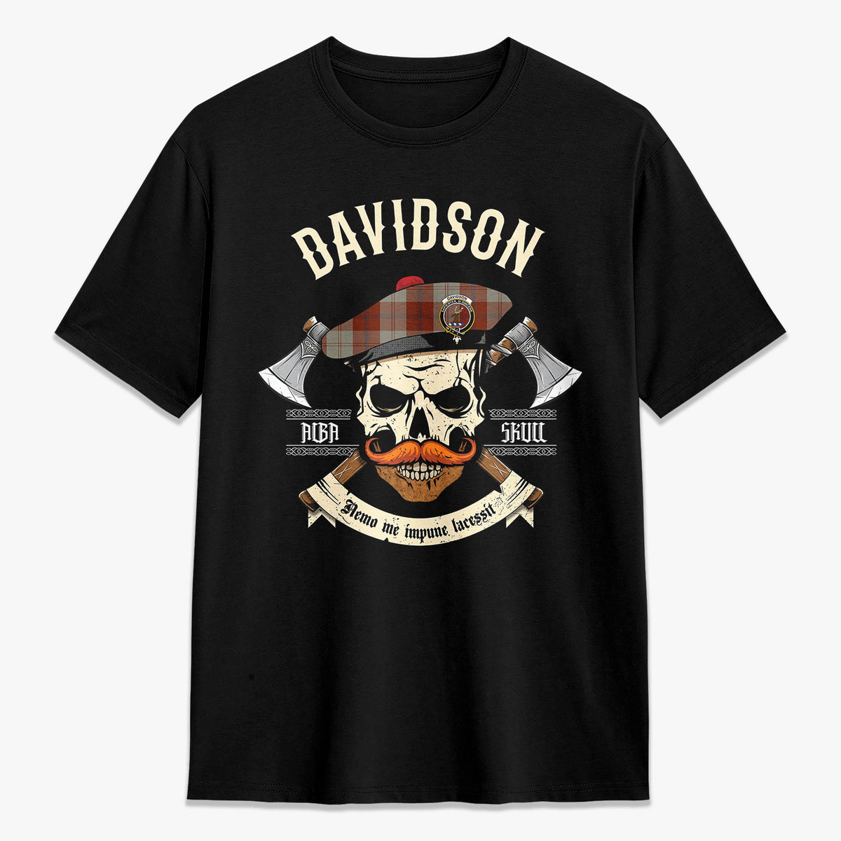 Davidson Dress Dancers Tartan Crest 2D T-shirt - Alba Skull Style