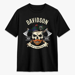 Davidson Modern Tartan Crest 2D T-shirt - Alba Skull Style