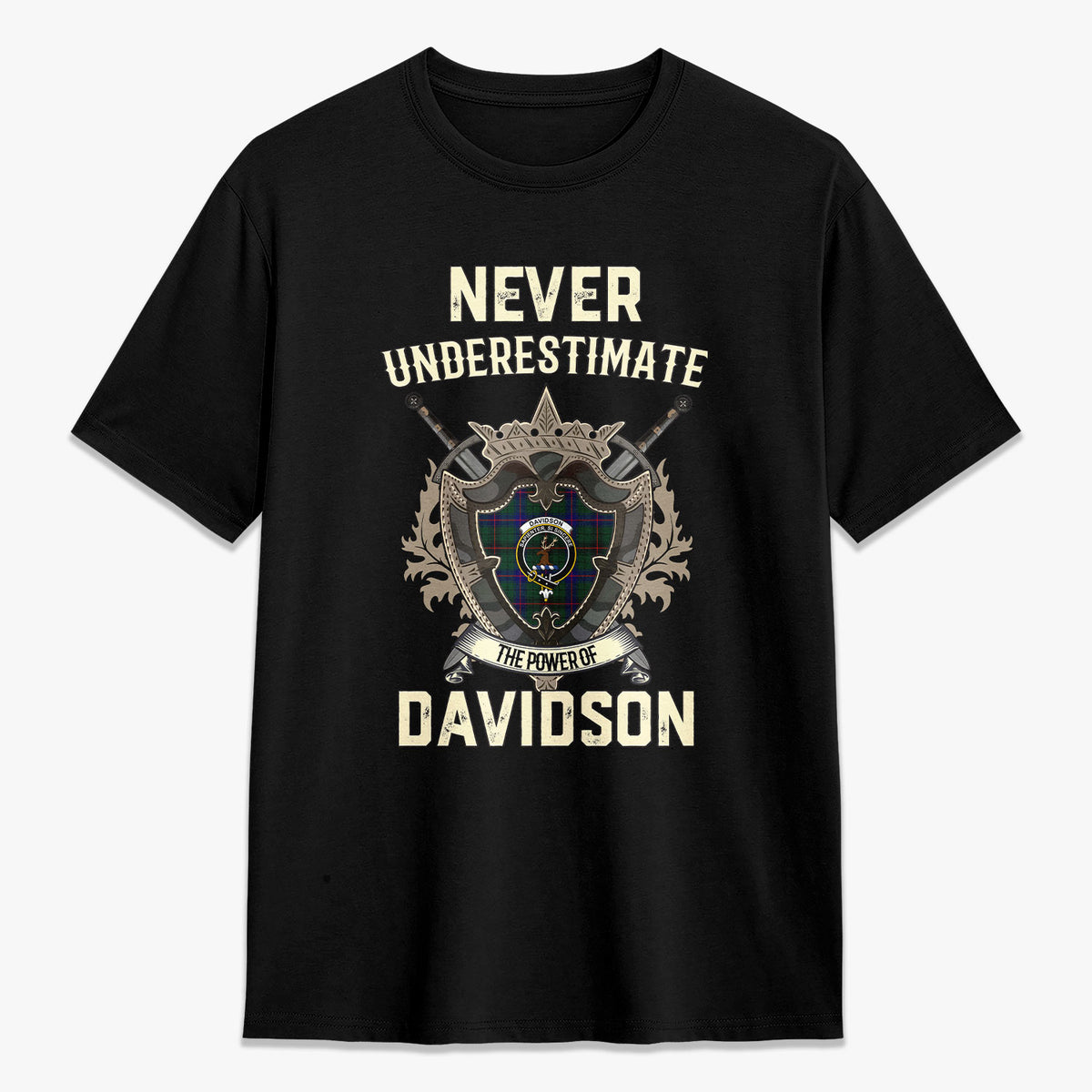 Davidson Modern Tartan Crest 2D T-shirt - Never Underestimate Style