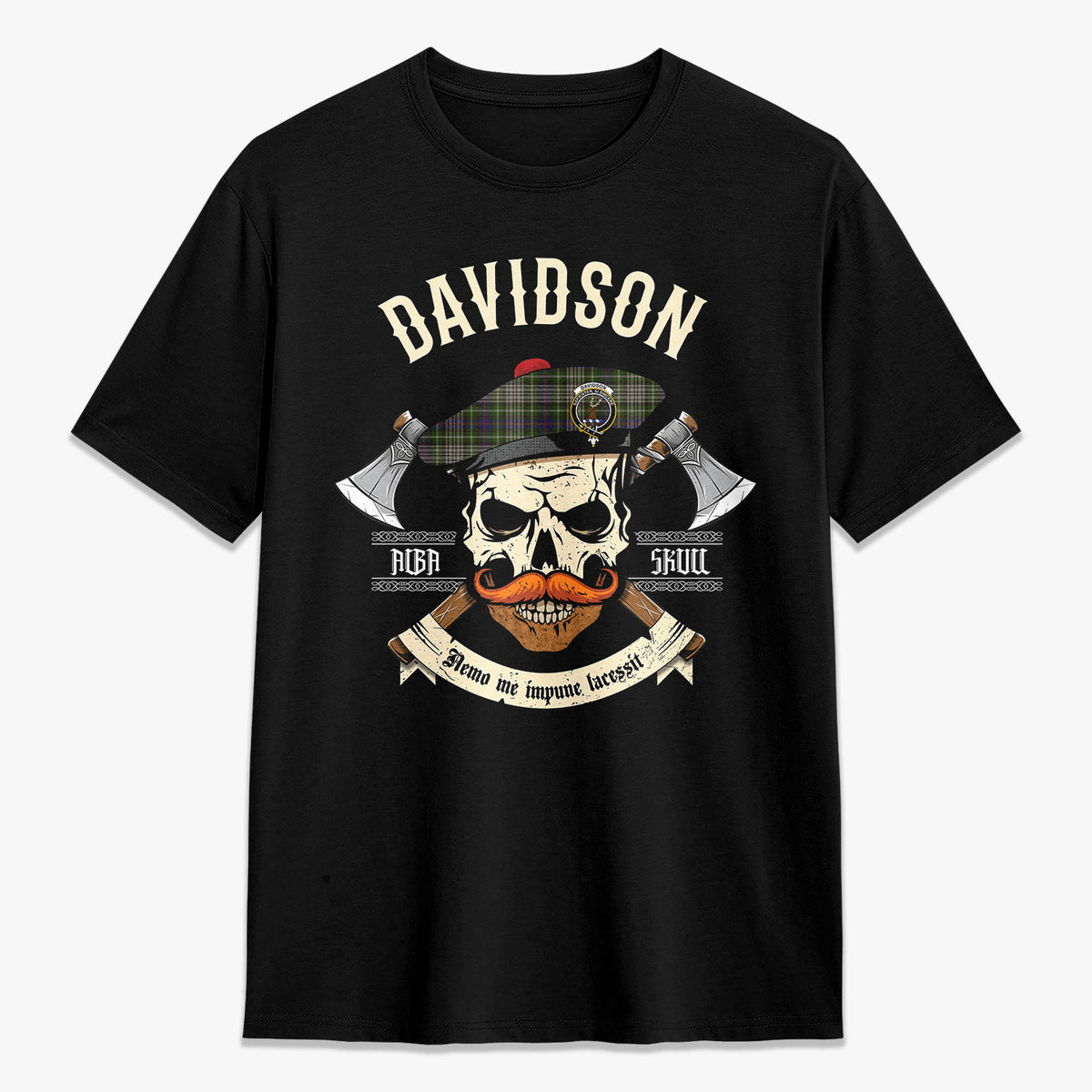 Davidson Tulloch Dress Tartan Crest 2D T-shirt - Alba Skull Style