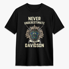 Davidson of Tulloch Tartan Crest 2D T-shirt - Never Underestimate Style